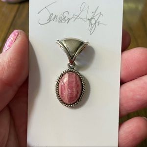 Sterling silver and rhodochrosite pendant